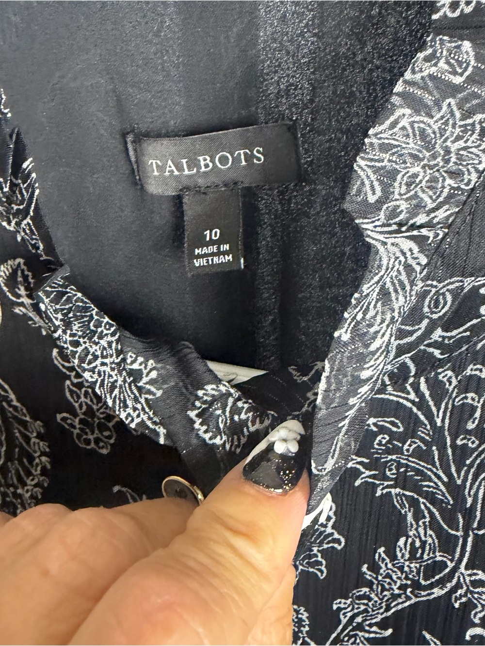 Talbots‎ Black Floral Long-Sleeve Semmi Sheer Midi Dress - Picture 3 of 8